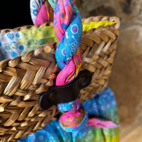 Blue Miami Colorful Shoulder Bag Purse - *Boho *Hippie - Fabric and Straw design - Picture 2 of 3